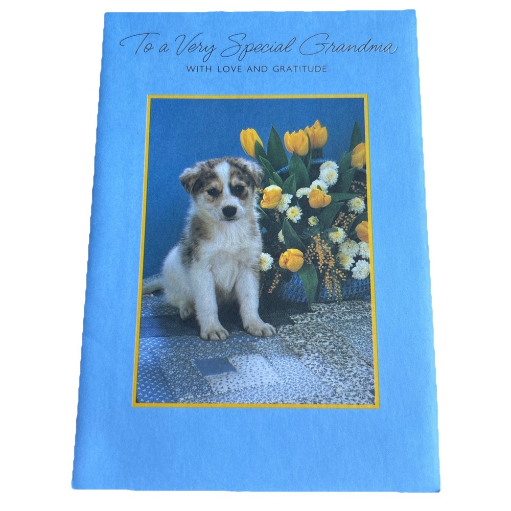 Happy Mother's Day Grandma Cute Dog Flowers Hallmark Greeting Card